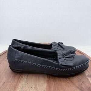 Dr Scholls Shoes Womens Size 9 Navy Moccasin Loafers Double Air Pillo Comfort